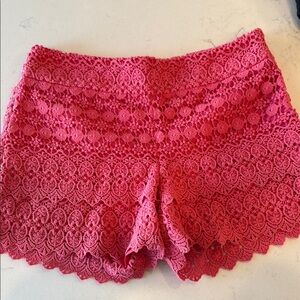 LOFT Pink Riviera Lace-Trimmed Shorts